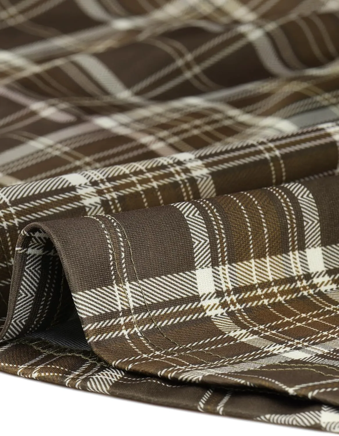 Allegra K Women's Christmas Plaid High Waist Casual A-Line Flare Zip-Up Preppy Checks Flare Mini Skirts