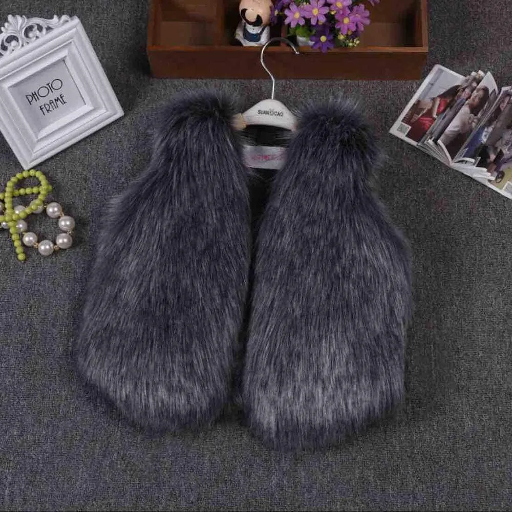 benetia Girls Boys Faux Fur Vest Coat