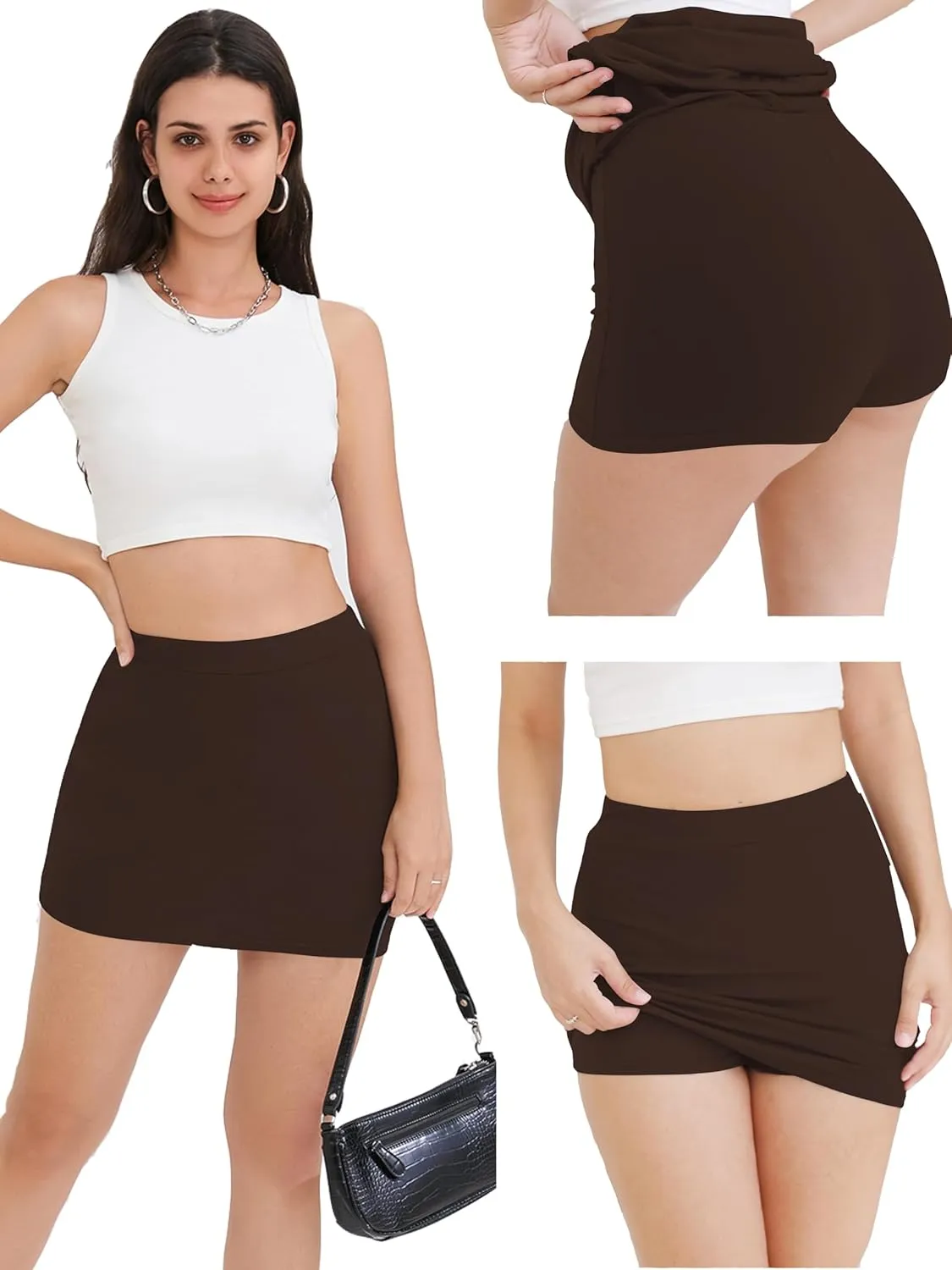 Black Mini Skirt Skort for Women Leopard Pencil Bodycon Short Skirts with Shorts Underneath y2k Cargo Skirt