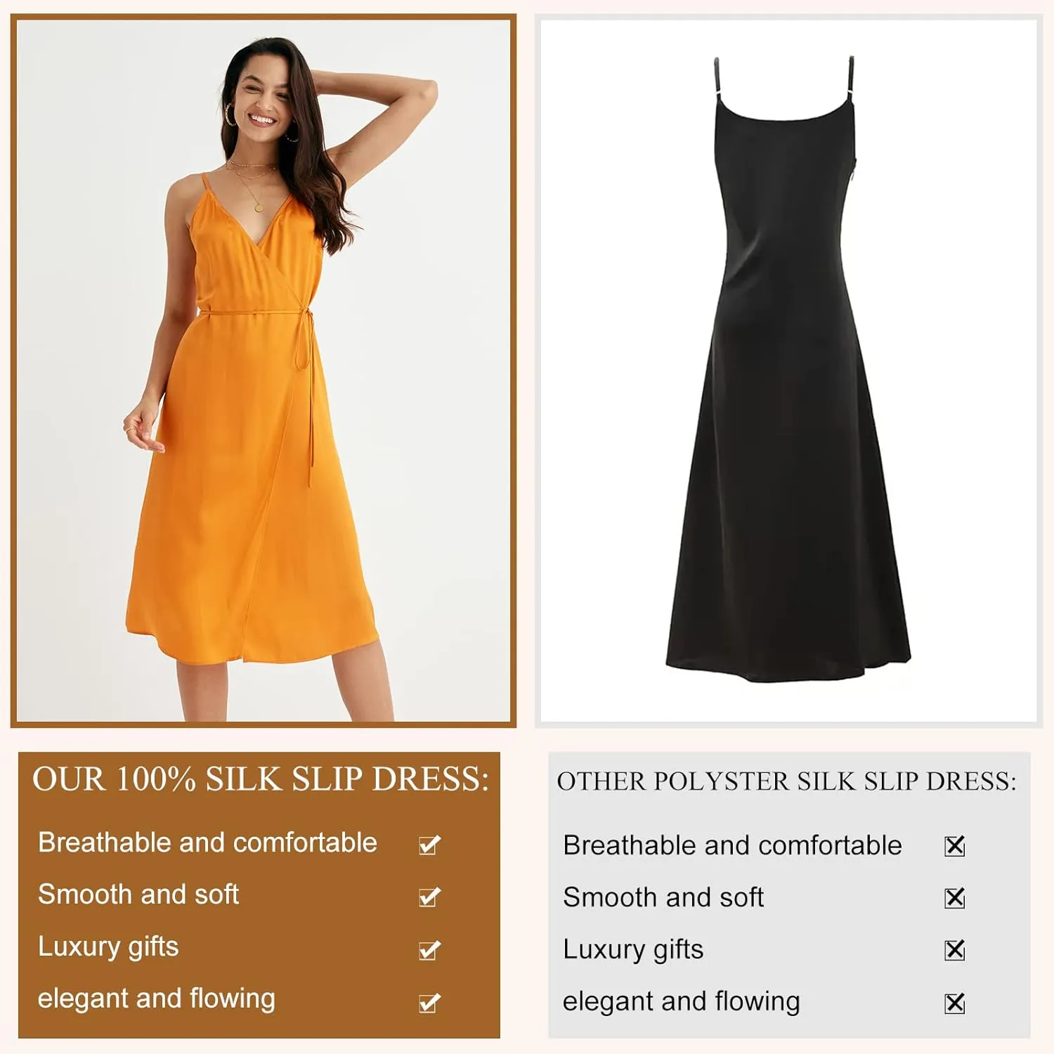 COLD POSH Women's 19mm Silk Slip Dress Luxury Summer Slips Chemise Sexy Sleeveless Dresses Elegant Slim Fit Tie Waist Dress