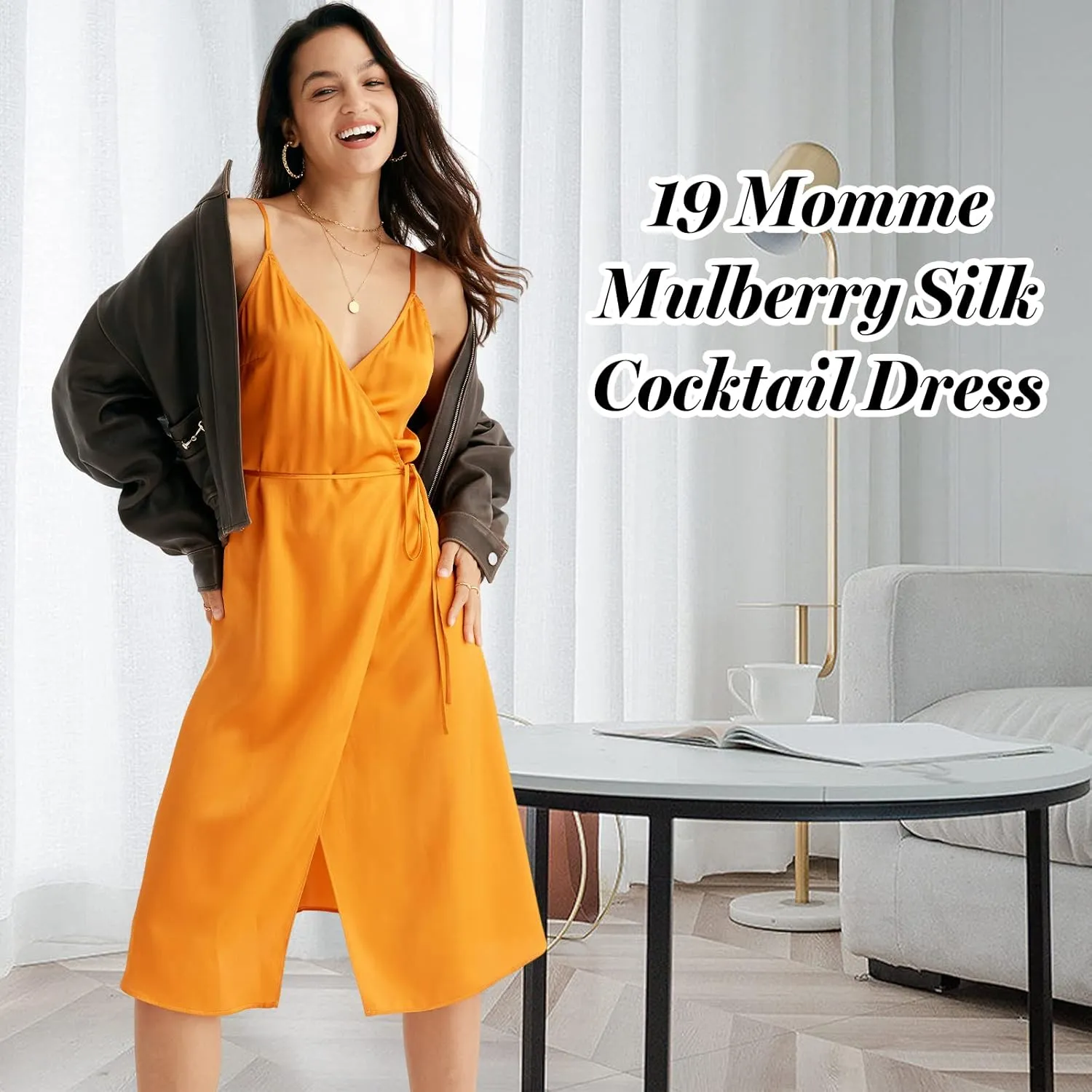 COLD POSH Women's 19mm Silk Slip Dress Luxury Summer Slips Chemise Sexy Sleeveless Dresses Elegant Slim Fit Tie Waist Dress