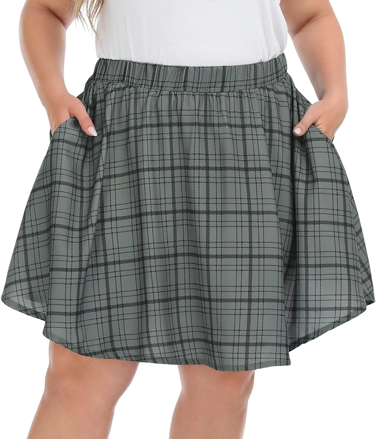HDE Women's Plus Size Skater Skirt Elastic Waist Pleated Mini Circle Skirts