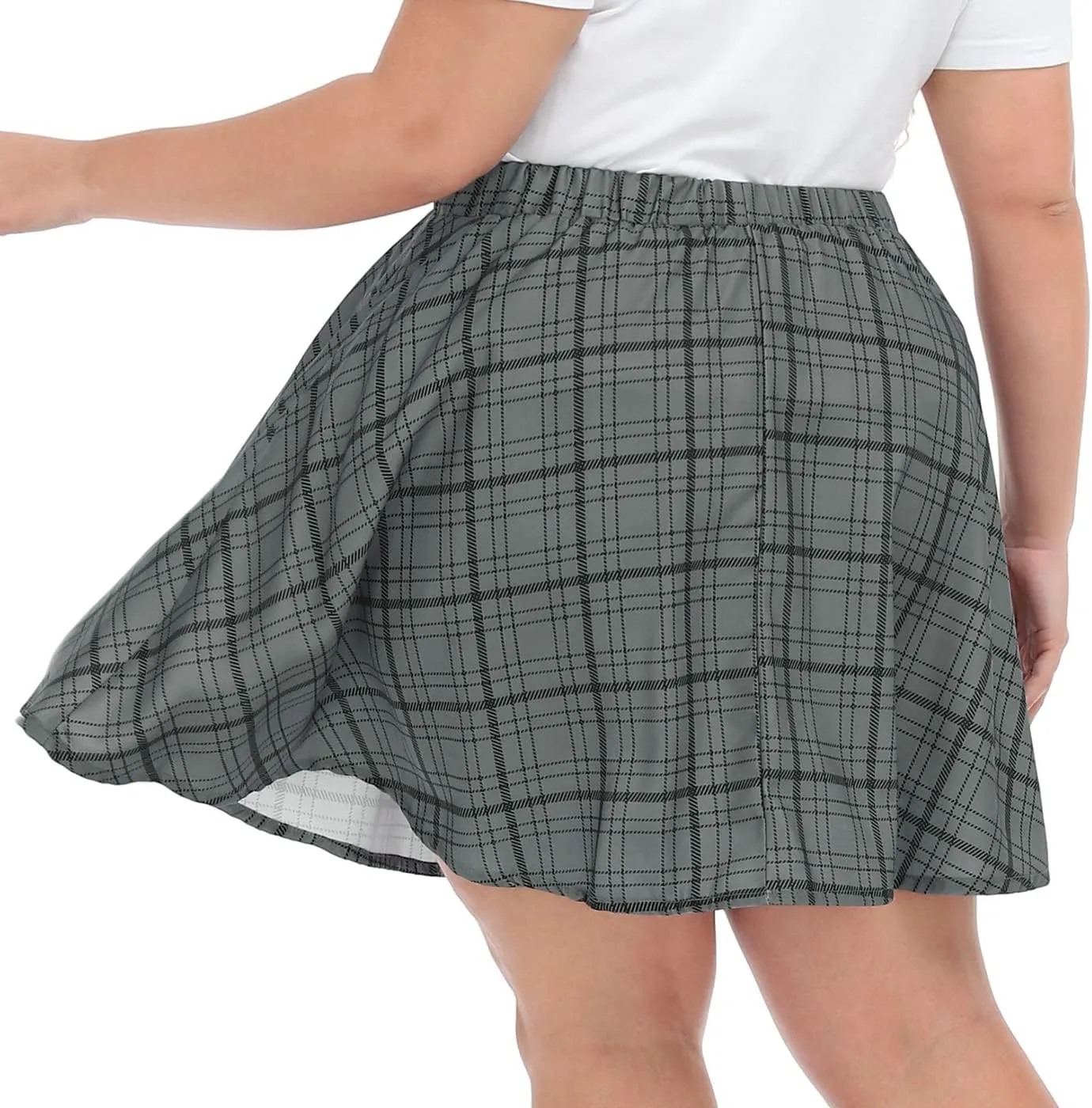 HDE Women's Plus Size Skater Skirt Elastic Waist Pleated Mini Circle Skirts