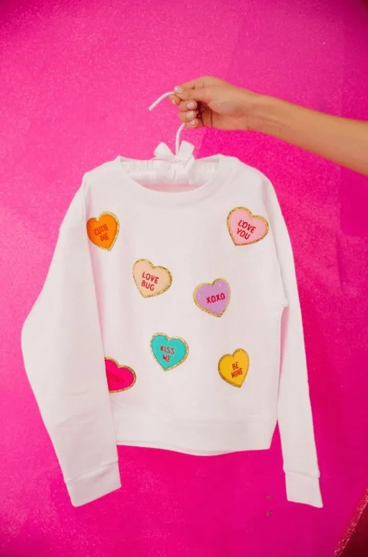 Holiday Pink Heart Love Shirts for Women Girls Cute Bow Letter Sweater Tops Long Sleeve Sequin Graphic Sweatshirts