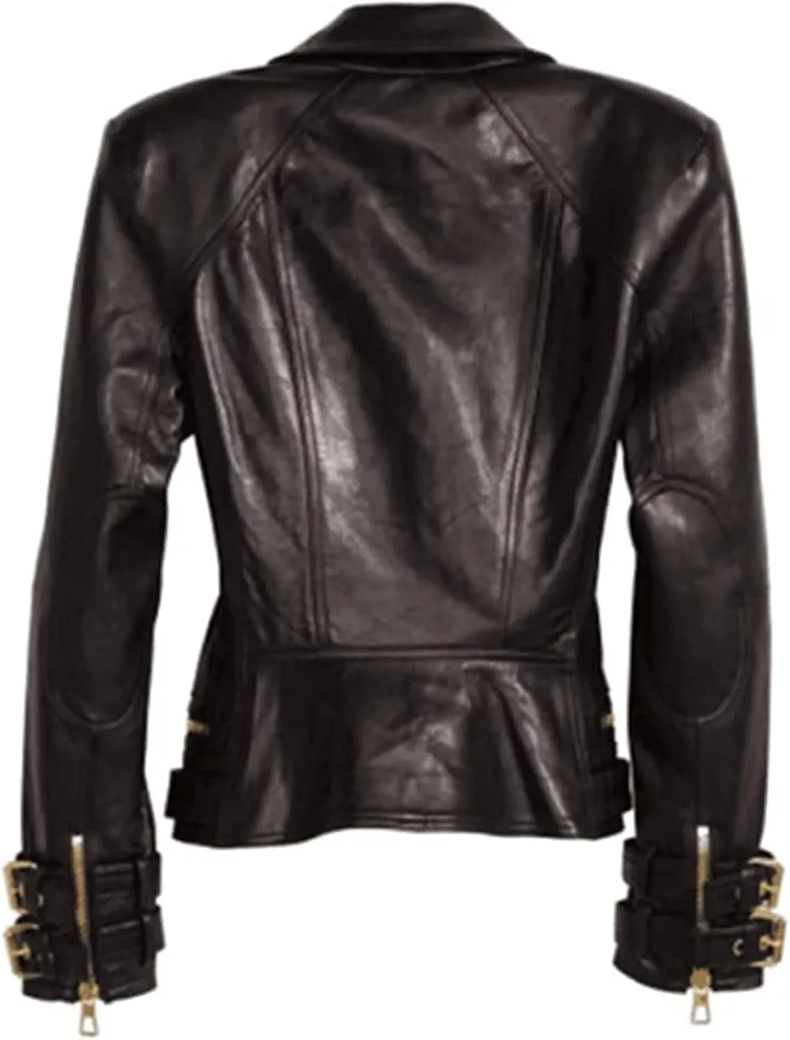 Lambskin Leather Jacket Stylish Black Brando Style Biker Racer Motorcycle Asymmetrical Real Leather Jacket for Women