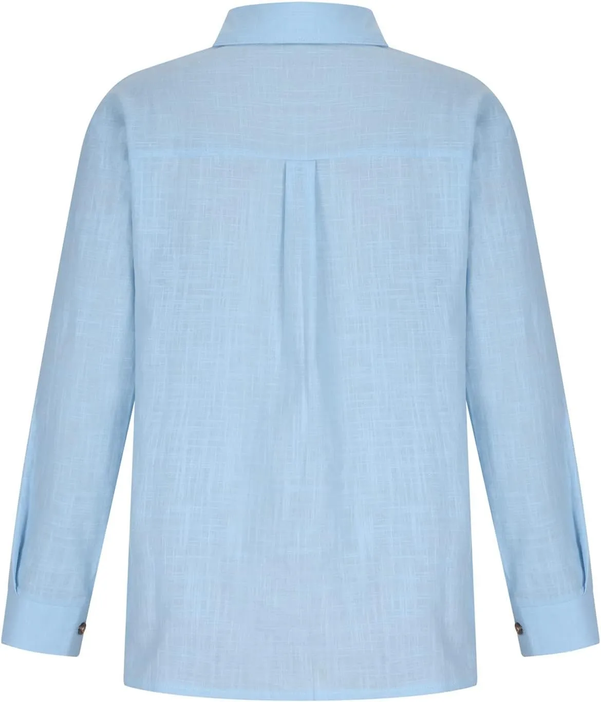 Linen Shirts for Women Summer Long Sleeve Lapel Button Down Shirt Lightweight Gauze Tops Loose Casual Blouses Clothes