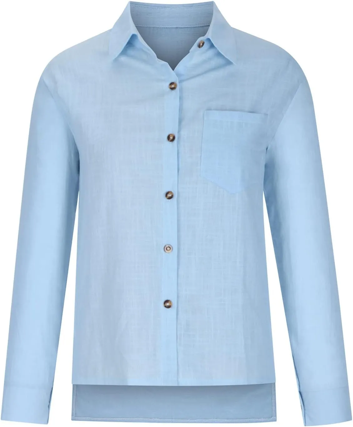 Linen Shirts for Women Summer Long Sleeve Lapel Button Down Shirt Lightweight Gauze Tops Loose Casual Blouses Clothes