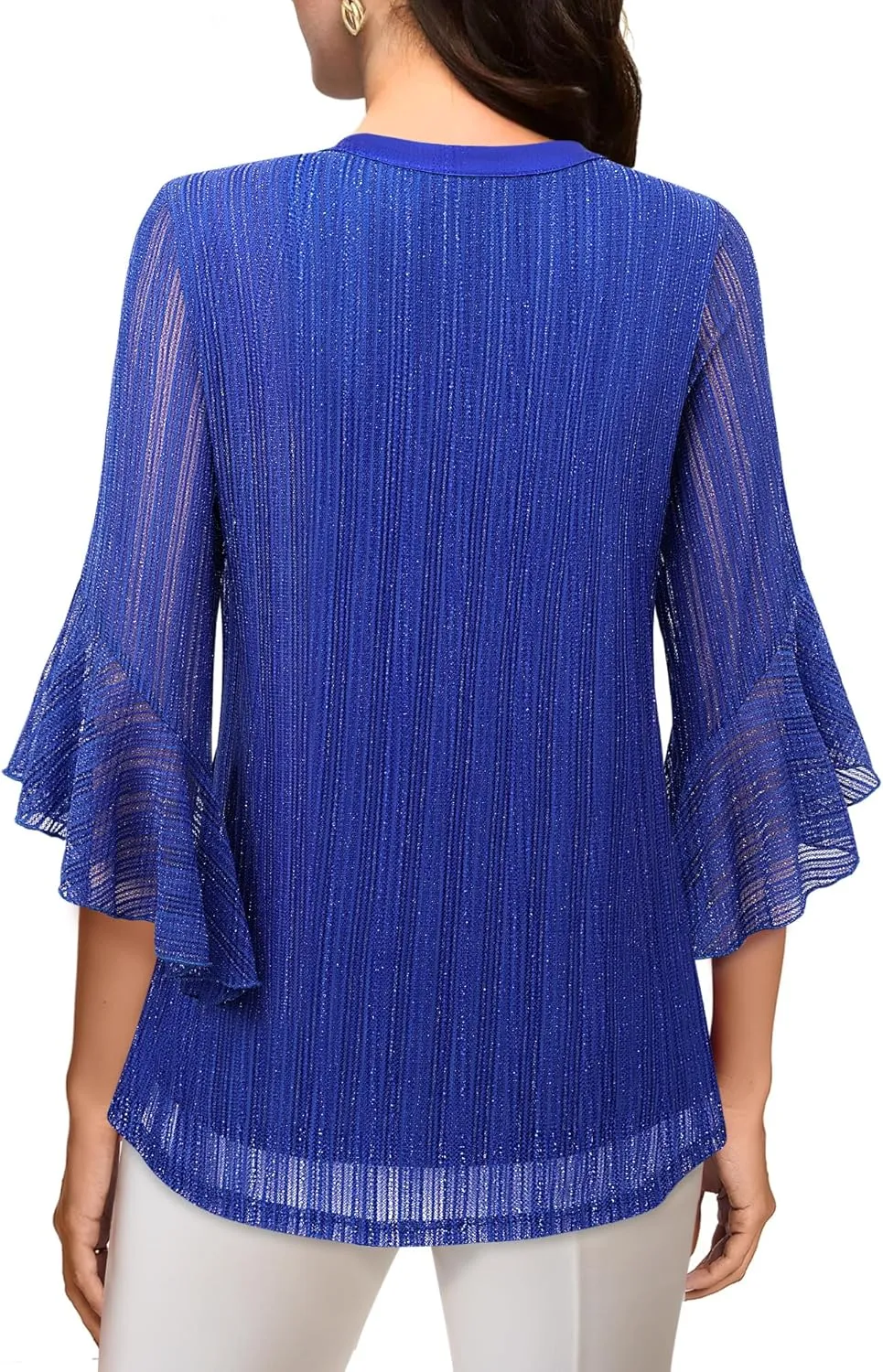 Lotusmile Women's 3/4 Sleeve Dressy Tops Elegant V Neck Blouse for Women Casual Work Evening Party