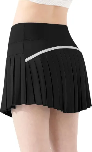 QooNoo Girls Skorts Tennis Skirts for Girls Pleated Athletic Skirt with Pockets Toddler High Waist Cheer Skirt Built-in Short