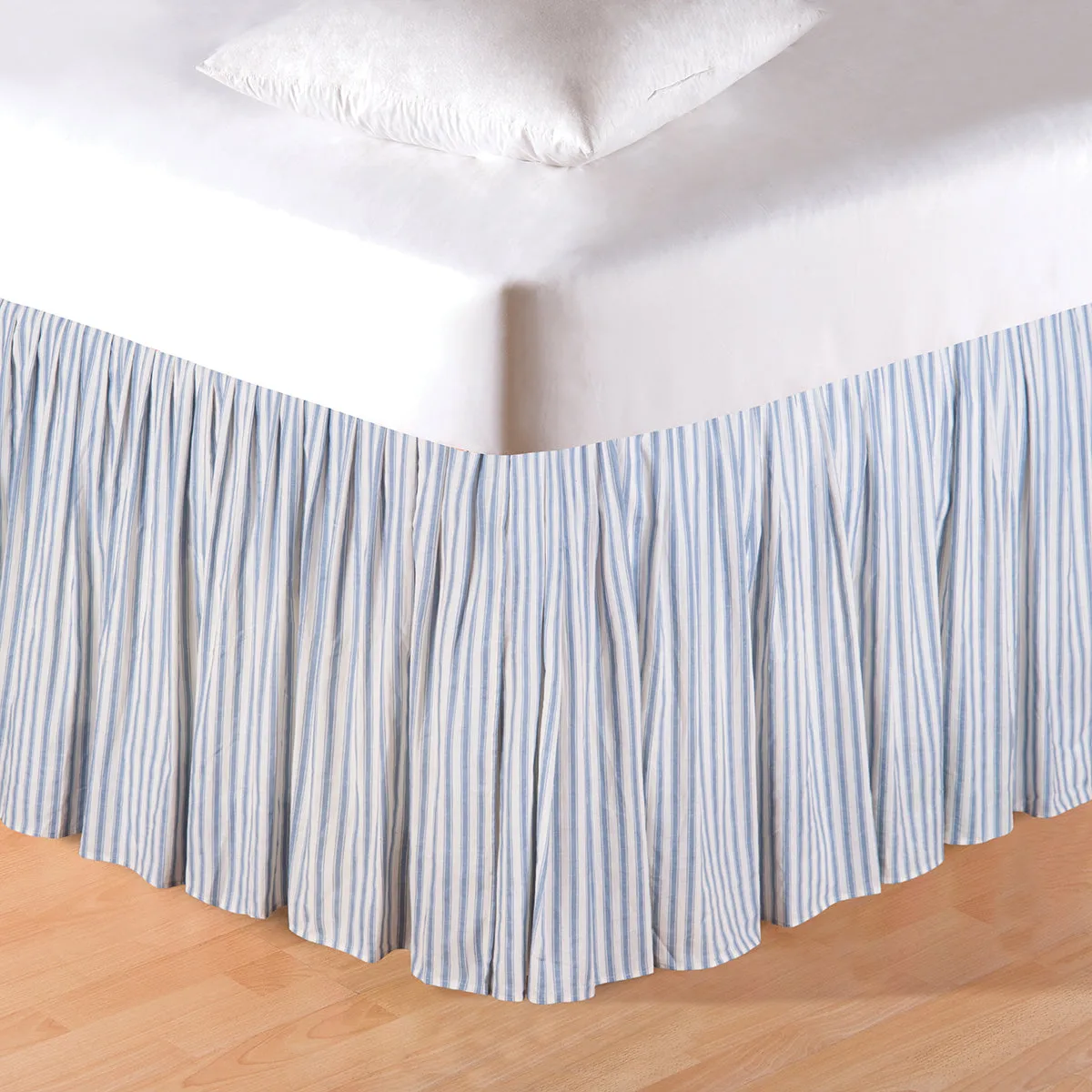 Sea Blue Ticking Bed Skirt