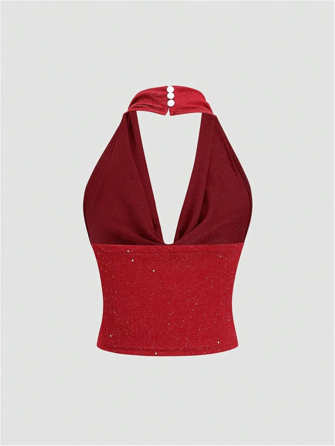 SOLY HUX Women's Halter Top Sparkly Sexy Backless Party Crop Tops Club Rave Festival Outfits Black