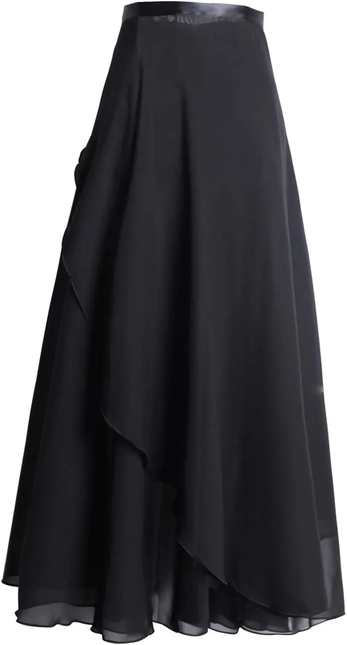 Women Ballet Wrap Skirt Long Sheer Dance Skirts