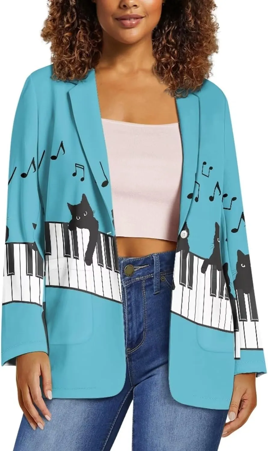 Women Long Sleeve Blazer Suit Jacket Coat Casual Business Dress Suit One Buttons with Pocket 2XS-3XL