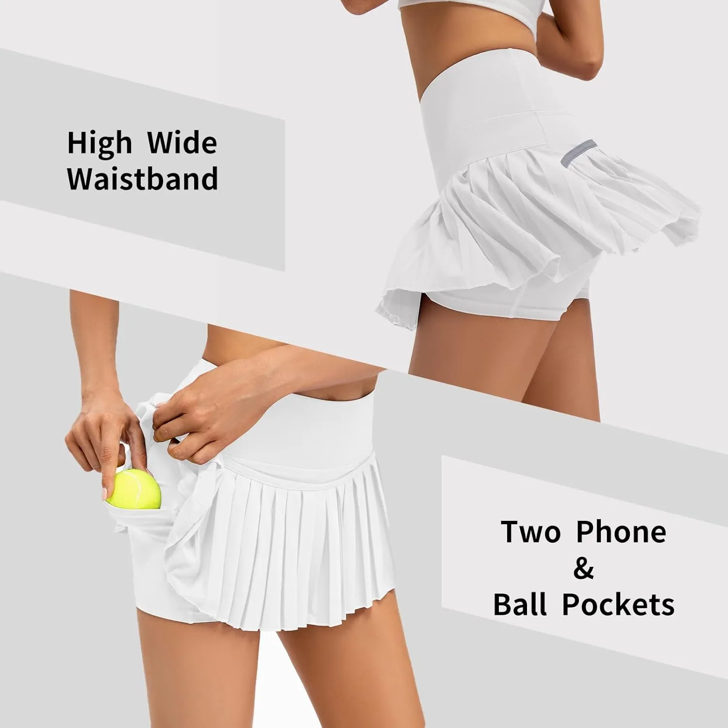 Women Pleated Tennis Skirt High Waisted Golf Athletic Skort Mini Skirts with Shorts Pockets Workout Running Apparel
