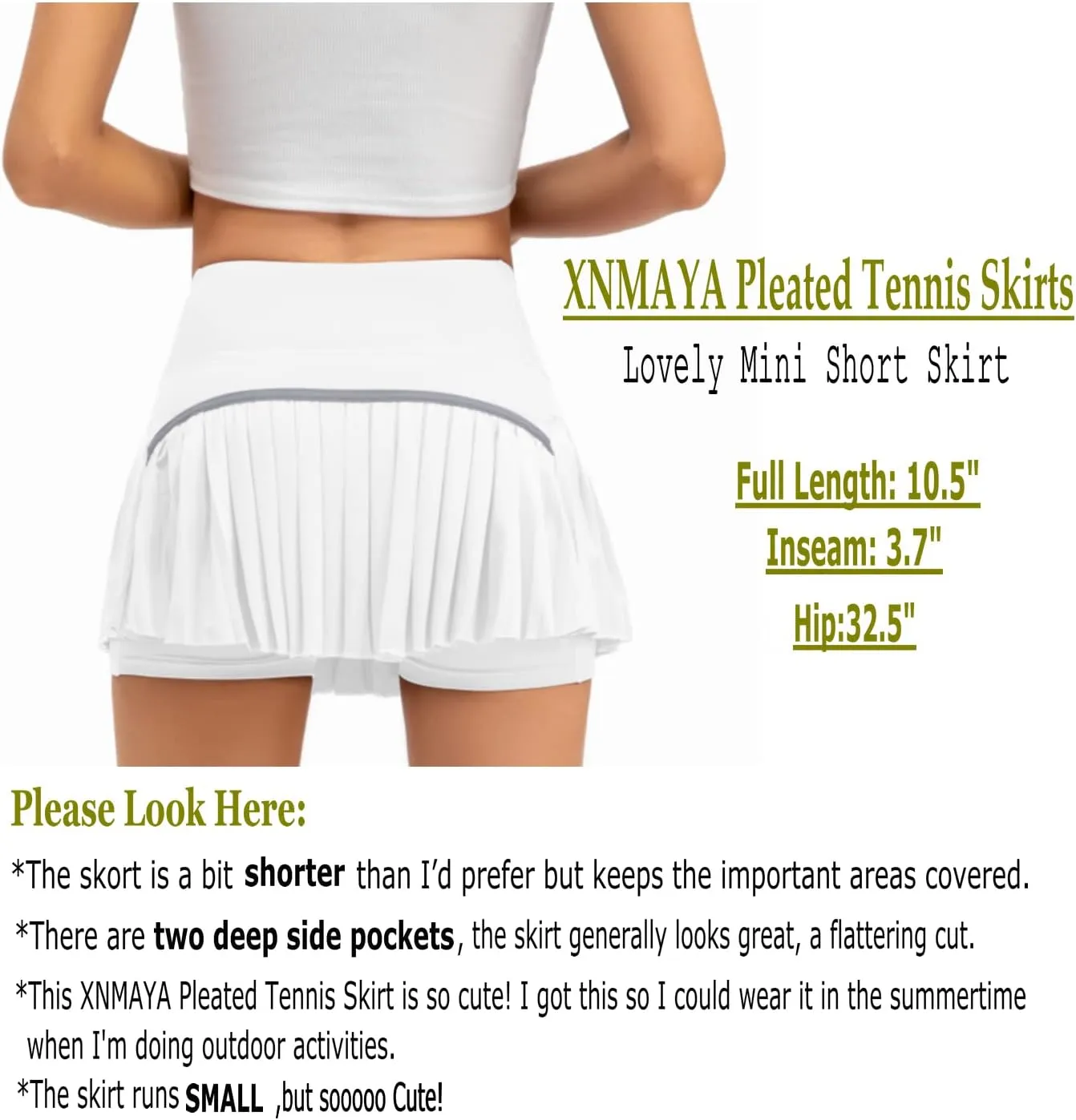 Women Pleated Tennis Skirt High Waisted Golf Athletic Skort Mini Skirts with Shorts Pockets Workout Running Apparel