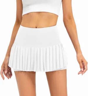 Women Pleated Tennis Skirt High Waisted Golf Athletic Skort Mini Skirts with Shorts Pockets Workout Running Apparel