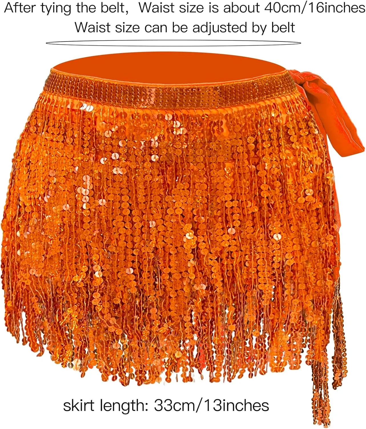 Women's Sequin Fringe Skirt Sparkle Tassel Skirts Belly Dance Hip Scarf for Women and Girls Festival Party Rave Costume