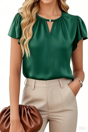 Women's Silk Elegant Office & Party Wear Business Casual Blouses 2025 Summer Puff Sleeve Tops Stylish & Sophisticated