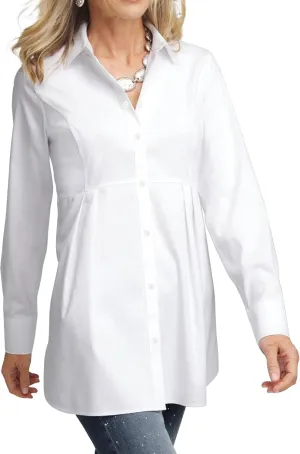 Womens White Peplum Pleated Button Down Shirt Long Sleeve Top Casual Blouse